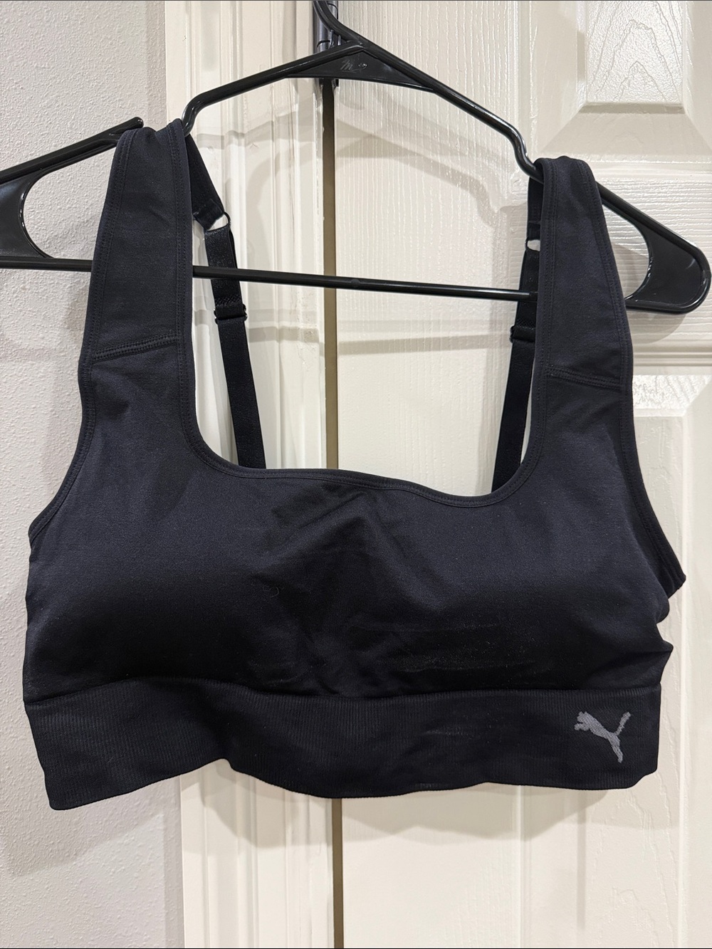 PUMA Black Scoop-Neck Sports Bra with Logo